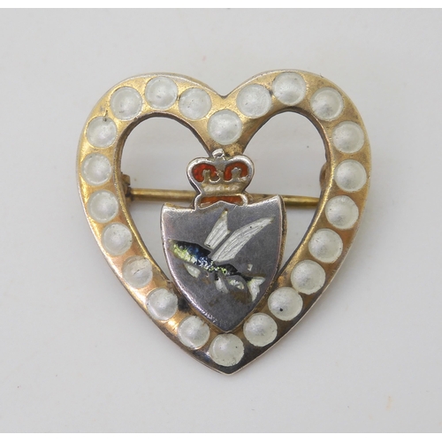 673 - A silver Charles Horner Sweetheart brooch for HMS Flying Fish (ship launched 1944) stamped STG with ... 