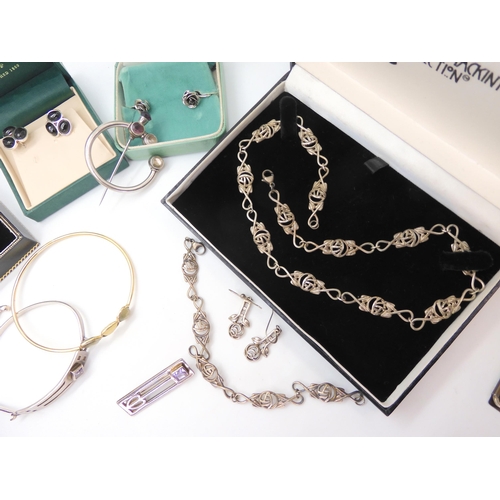 681 - Three items of silver 'Hot Diamond' jewellery, a suite of silver Mackintosh items, silver mounted Wh... 