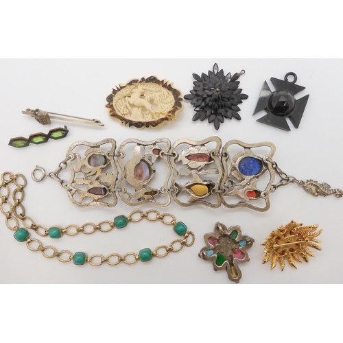 693 - An early Butler & Wilson fish bracelet, a Sarah Coventry brooch, a Miracle pendant and other ite... 