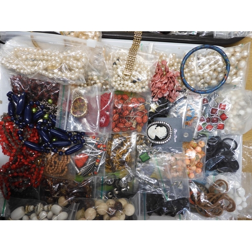 700 - A large collection of vintage costume jewellery to include, pearls, vintage beads, brooches a souven... 