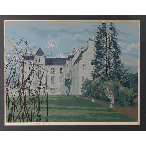 726 - SANDY CHEYNE (SCOTTISH b. 1935)KEMNAY HOUSELinocut, signed lower right, inscribed, numbered (20/47),... 