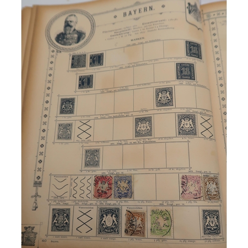 A German Briefmarken Sammelbuch stamp album containing a mix of