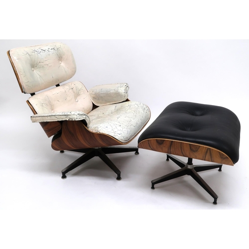 2102 - A CHARLES & RAY EAMES FOR HERMAN MILLER MODEL 670 LOUNGE CHAIR AND 671 OTTOMAN STOOLboth with bl... 