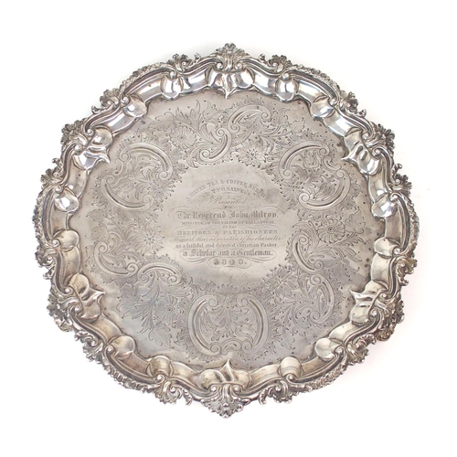 2452 - A GEORGE III SILVER SALVERby William Bennett, London 1807, of shaped circular form, with a cast acan... 