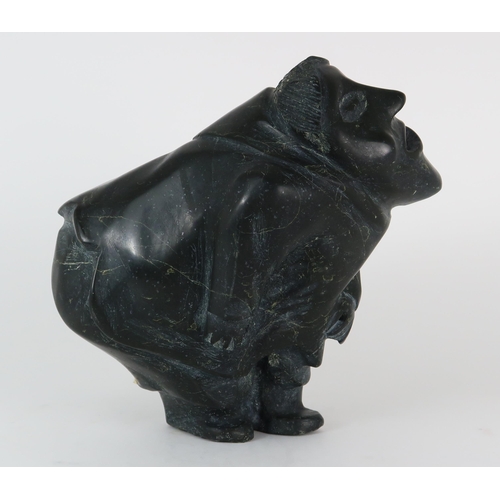 2951 - QAQASIRALAQ KULLUALIK (INUIT 1913-1983)BENDING INUKSoapstone carving, 28.5cm (11.25