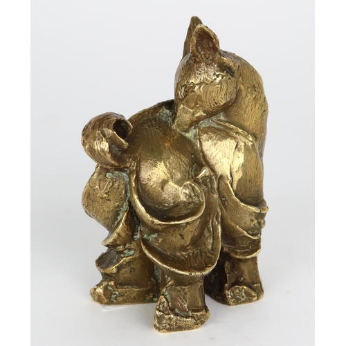 2959 - JOHN DUNCAN FERGUSSON RBA (SCOTTISH 1874-1961)TROUSERS (GOAT)Brass, 10.5cm (4 1/8