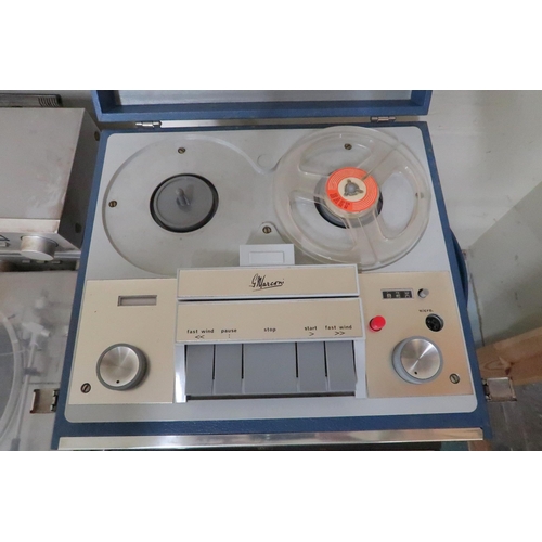 A lot comprising Marconiphone portable record player and Marconiphone  portable reel to reel tape rec