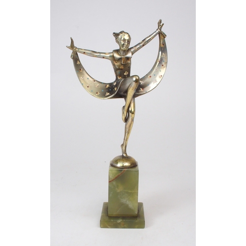 2194 - JOSEF LORENZL (AUSTRIAN 1892-1950) An Art Deco gilded and painted bronze of a dancer, modelled stand... 
