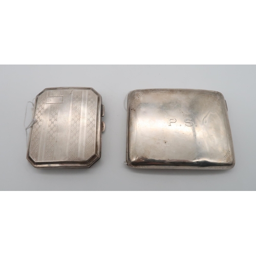 412 - A silver cigarette case, by AJ Zimmerman, Birmingham 1923, monogrammed, 11 x 8.5cm, another canted r... 