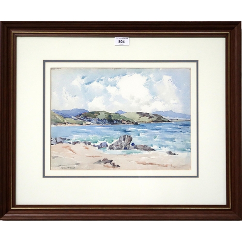 804 - J WILSON MCKINNELL Kildalton Bay, Islay, signed, watercolour, 27 x 37cm