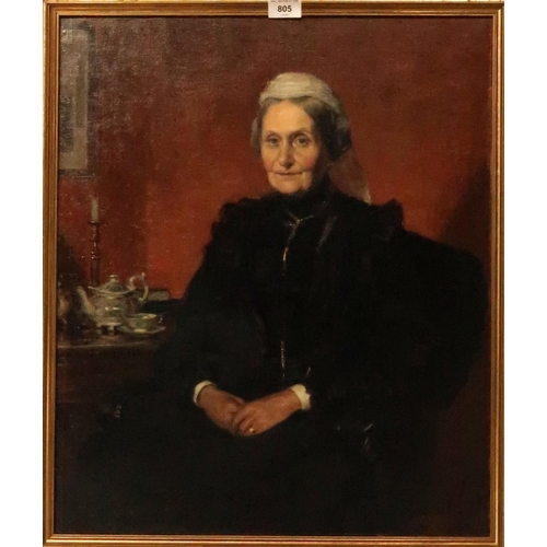 805 - A.P.DIXON Lady seated,three quarter length, portrait, signed, oil on canvas, dated, 1906 60 x 50cm... 