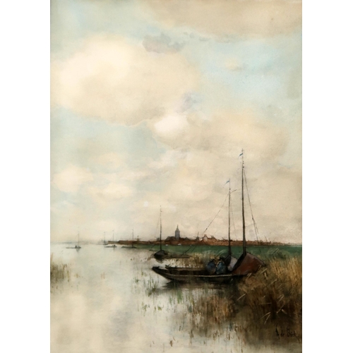 813 - THEOPHILE DE BOCK On The Zuider Zee, signed, watercolour, 43 x 31cm