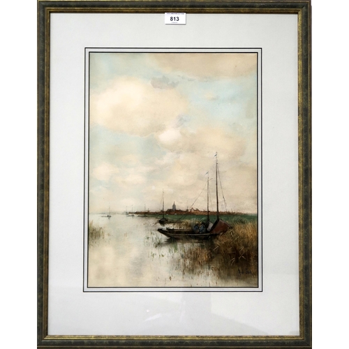 813 - THEOPHILE DE BOCK On The Zuider Zee, signed, watercolour, 43 x 31cm