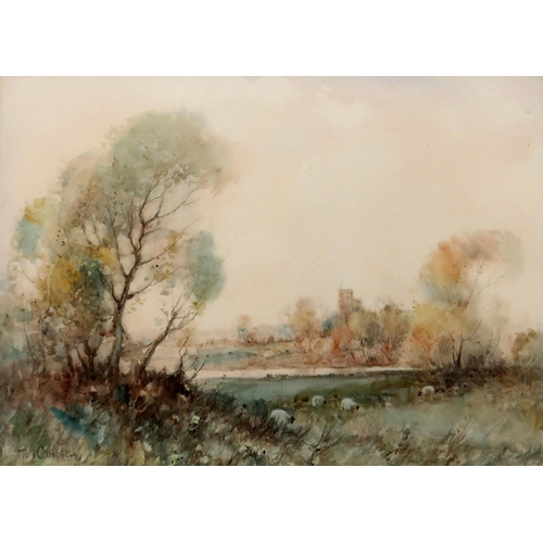 814 - TOM CAMPBELL Crookston Castle and another, signed, watercolour, 25 x 36cm (2)