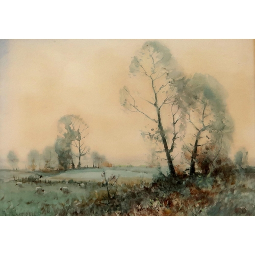 814 - TOM CAMPBELL Crookston Castle and another, signed, watercolour, 25 x 36cm (2)