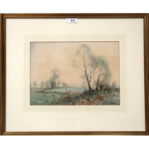 814 - TOM CAMPBELL Crookston Castle and another, signed, watercolour, 25 x 36cm (2)