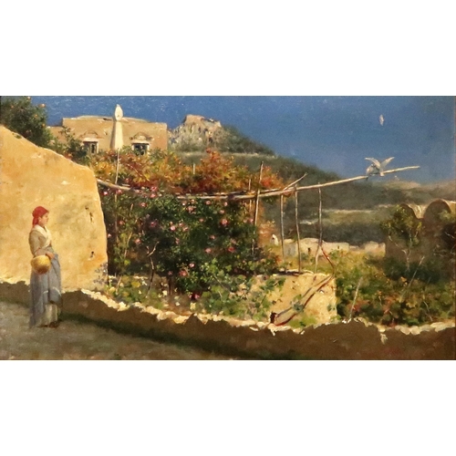 825 - J.G.WHITE Capri, signed, oil on panel, dated, (18)84, 17 x 27cm