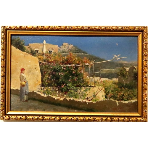 825 - J.G.WHITE Capri, signed, oil on panel, dated, (18)84, 17 x 27cm