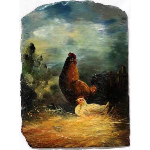 831 - L BURLEIGH Bruhl, signed, watercolour, 52 x 33cm, J MCGREGOR Cottage, oil and BLACKIE cockerel,... 