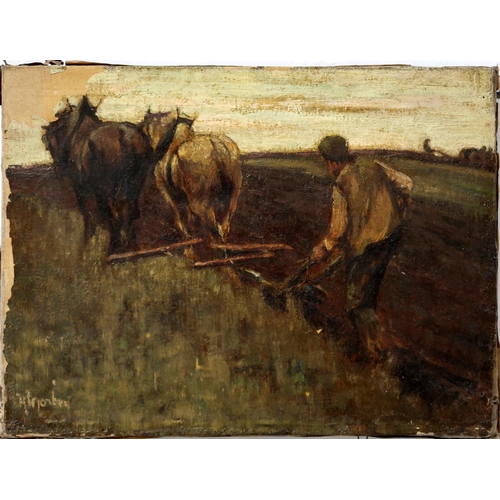 838 - H MORLEY Stirling ploughman, signed, oil on canvas, 31 x 41cm and another (2)