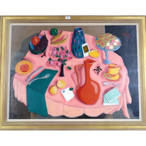 870 - CLIVE VINCENT JACHNIK (BRITISH 1876-1942)STILL LIFE WITH MY ORANGE JUGAcrylic on canvas, signed uppe... 