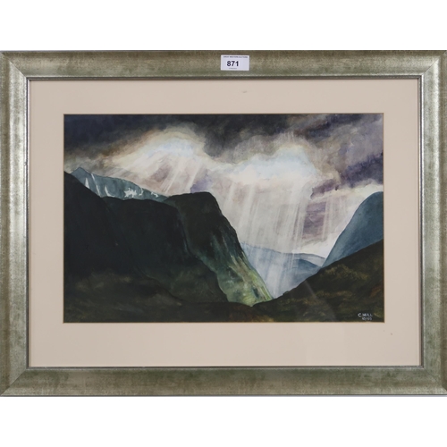 871 - SCOTTISH SCHOOLVIEW OF GLEN COEWatercolour, signed lower right 'C.Hull', 27 x 42cm... 