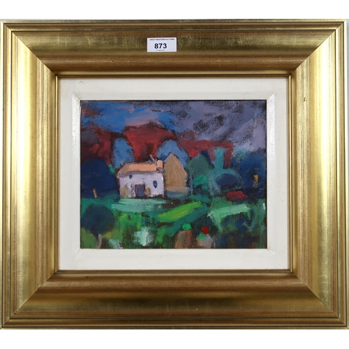 873 - GORDON COCKBURN (SCOTTISH 1944-2022)OLD BARNOil on canvas, 20 x 24cmTitled and signed verso... 