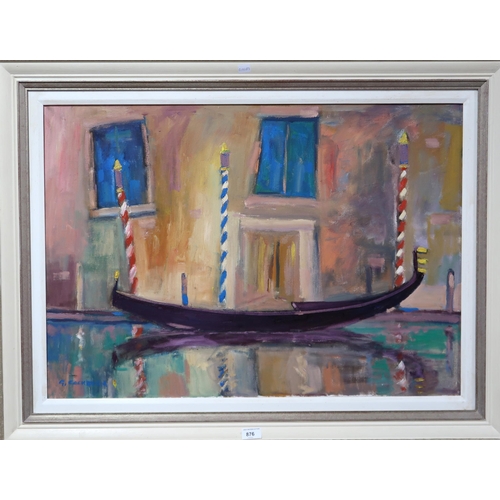 876 - GORDON COCKBURN (SCOTTISH 1944-2022)WINTER TIE UP VENICEOil on canvas, signed lower left, 59 x 82cmT... 