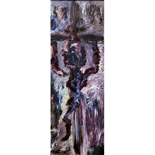 879 - CONTEMPORARY SCHOOLCHRIST ON THE CROSSOil on board, 120 x 44cm