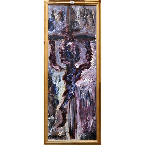 879 - CONTEMPORARY SCHOOLCHRIST ON THE CROSSOil on board, 120 x 44cm