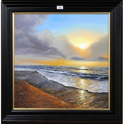 890 - BEN GOYMOUR (ENGLISH b.1985)SEASCAPE AT SUNSETOil on board, signed lower right, 59 x 59cm... 