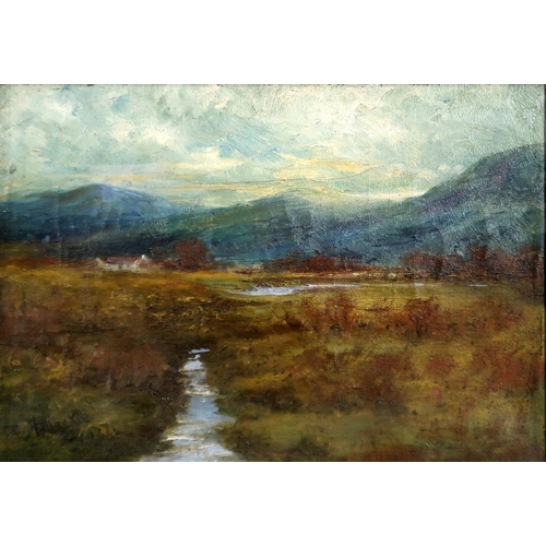 895 - SCOTTISH CONTEMPORARY HIGHLAND VIEWOil on canvas, signed lower left, 24.5 x 34.5 cm... 