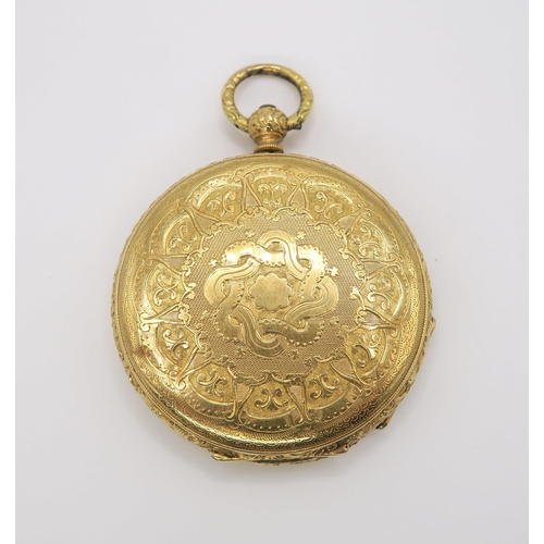 605 - A k18 pocket watch the dial signed G. Lannier Geneve, diameter 4.1cm, weight including mechanism and... 