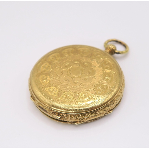 605 - A k18 pocket watch the dial signed G. Lannier Geneve, diameter 4.1cm, weight including mechanism and... 