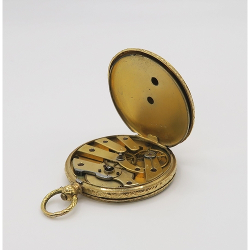 605 - A k18 pocket watch the dial signed G. Lannier Geneve, diameter 4.1cm, weight including mechanism and... 