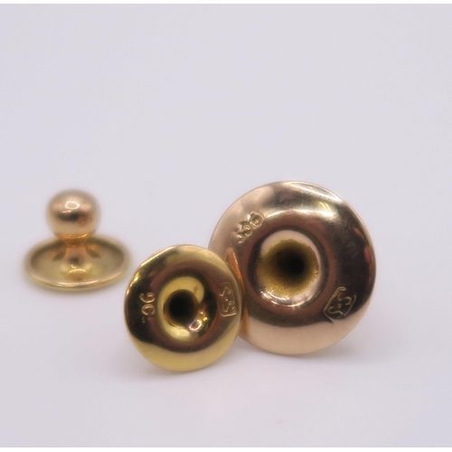 606 - A pair of 9ct gold monogrammed cufflinks hallmarked Birmingham 1849, and one large and three small 9... 