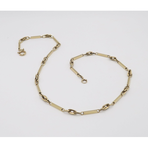 610 - A 9ct gold fancy baton link necklace, hallmarked London 1979, length 43cm, weight 15.5gms