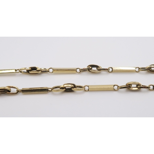 610 - A 9ct gold fancy baton link necklace, hallmarked London 1979, length 43cm, weight 15.5gms