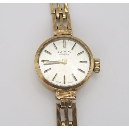 618 - A 9ct gold ladies Rotary watch and strap, case diameter 1.7cm, weight 13.1gms