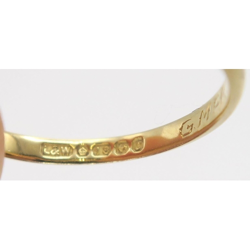 643 - An 18ct gold wedding band, size P1/2, weight 1.6gms, together with a 9ct gold clear gem set eternity... 