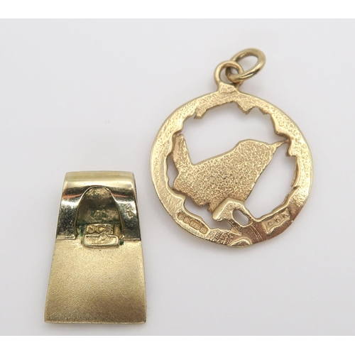 648 - A 9ct gold Scorpio pendant, a heart shaped back & front locket and two other 9ct pendant, togeth... 