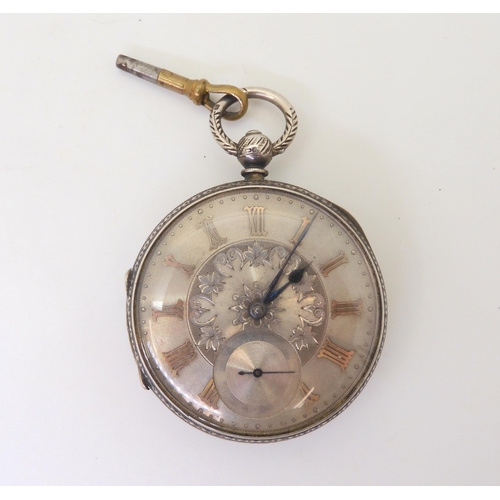 794 - A decorative dial open face pocket watch, bearing hallmarks for Chester 1889, diameter 5.5cm