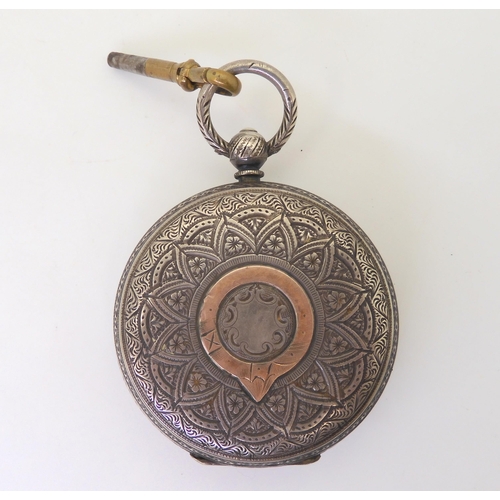 794 - A decorative dial open face pocket watch, bearing hallmarks for Chester 1889, diameter 5.5cm