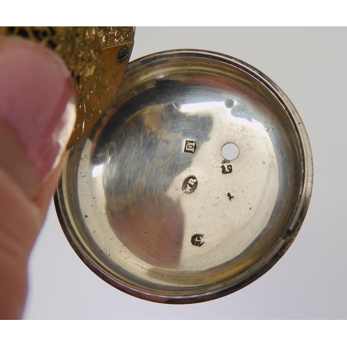 795 - The inner watch from a pair case pocket watch, bearing hallmarks for Birmingham 1811, the movement e... 