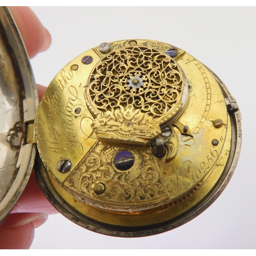 795 - The inner watch from a pair case pocket watch, bearing hallmarks for Birmingham 1811, the movement e... 