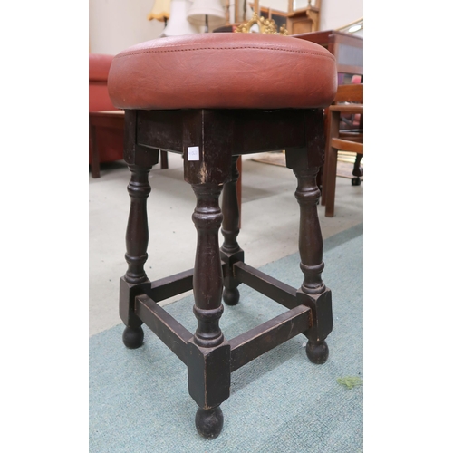 101 - A lot comprising two assorted button upholstered stools on cabriole legs and a vinyl upholstered pub... 