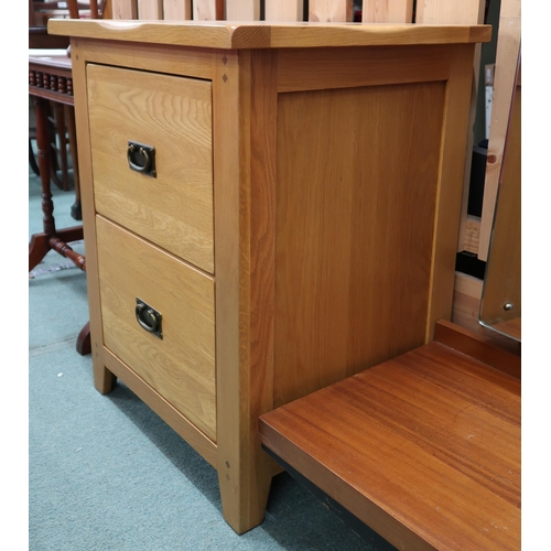 115 - A contemporary teak two drawer filing cabinet, 79cm high x 63cm wide x 53cm deep