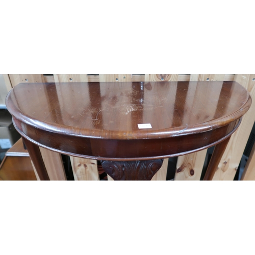 116 - A lot comprising 20th century mahogany demi lune occasional table, another occasional table with spi... 