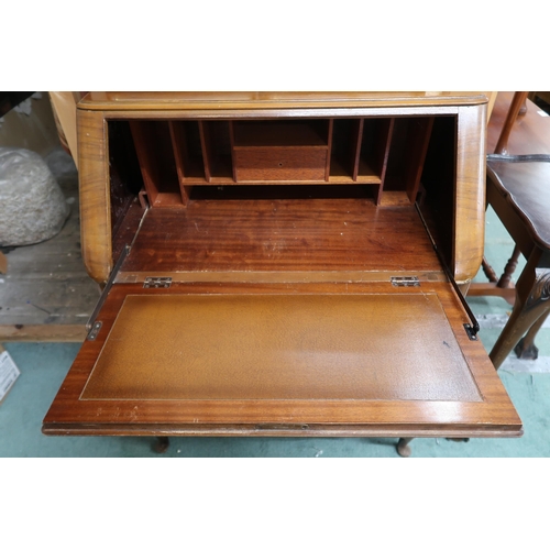 117 - A lot comprising 20th century mahogany bureau and five assorted framed pictures (6)