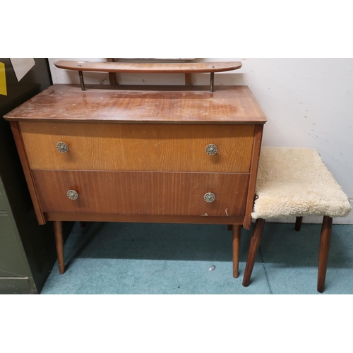 120 - A lot comprising mid 20th century teak dressing table with mirror over two drawers, 130cm high x 78c... 